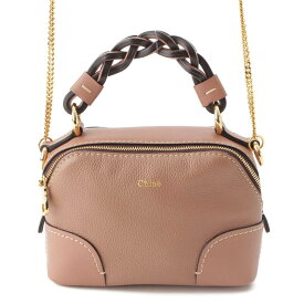 【クロエ】Chloe　DARIA ダリア 編み込みハンドル ミニ レザー 2way ハンドバッグ ピンクベージュ 【中古】【鑑定済・正規品保証】205175