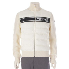 【モンクレール】Moncler　22AW メンズ ジップアップ ニット切替 ダウンジャケット カーディガン ホワイト M 【中古】【鑑定済・正規品保証】205352