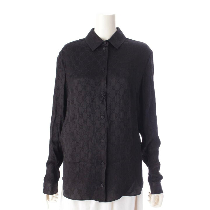 楽天市場】【グッチ】Gucci GGジャガード シルク 長袖 シャツ ブラウス 