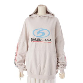 【バレンシアガ】Balenciaga　23年 ロゴ プリント ダメージ コットン パーカー フーディー 761458 ホワイト L 【中古】【鑑定済・正規品保証】205384