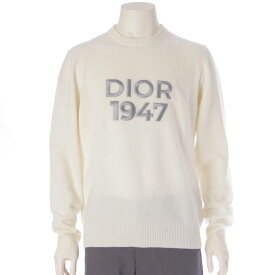 【ディオール】DIOR　メンズ 1947 ロゴ カシミヤ×ウール 長袖 ニット セーター トップス アイボリー M 【中古】【鑑定済・正規品保証】205391