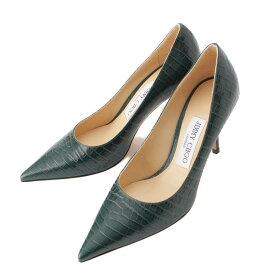 【ジミーチュウ】Jimmy Choo　ROMY 85 クロコ 型押し レザー ヒール パンプス グリーン 35 1/2 【中古】【鑑定済・正規品保証】208127