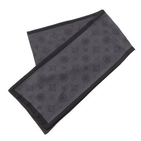 【ルイヴィトン】Louis Vuitton　モノグラム シルク ウール ストール マフラー ショール スカーフ ブラック 【中古】【鑑定済・正規品保証】208010