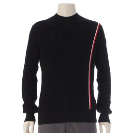 【モンクレール】Moncler　22SS メンズ ニット プルオーバー ワッフル トリコロール トップス ブラック S 【中古】【鑑定済・正規品保証】208080