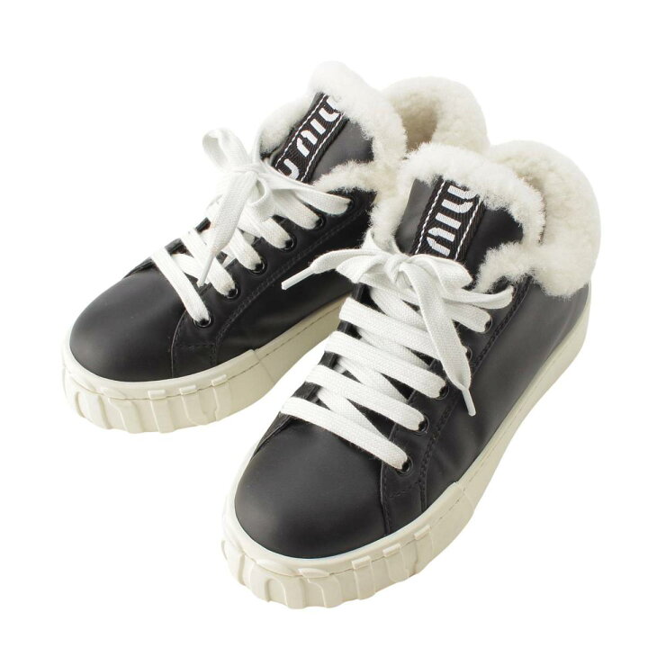 楽天市場】【ミュウミュウ】Miu Miu レザー ボア レースアップ 