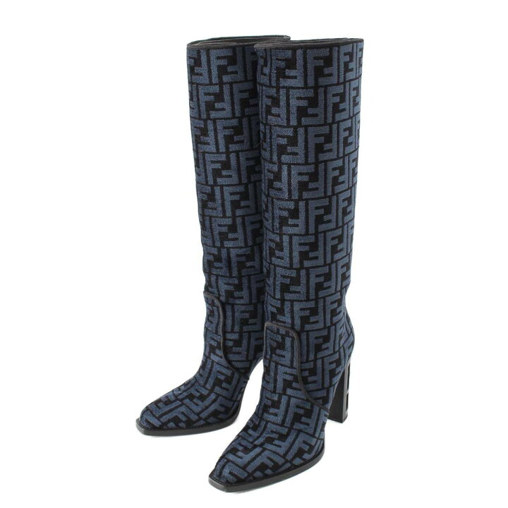美品 FENDI フェンディ レースアップブーツ ズッカ柄 ショート 約23cm 
