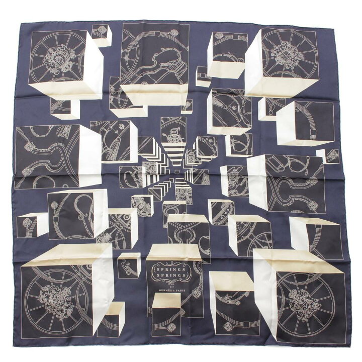 HERMES エルメス 22AW Springs Springs scarf 90 カレ90 大判シルク  