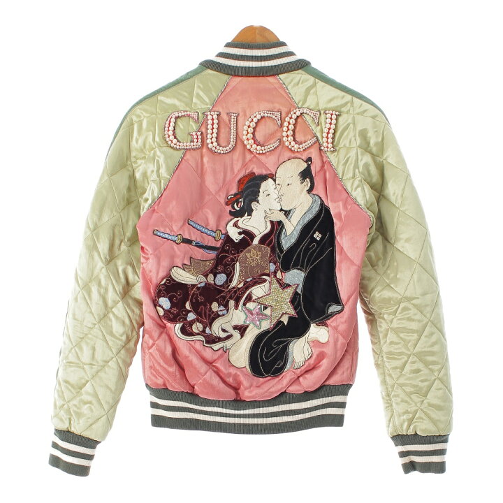 楽天市場】グッチ GUCCI 17AW サテン バック春画刺繍 パール ライン 
