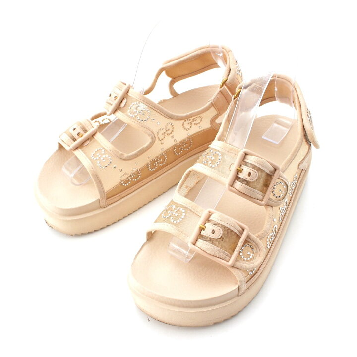 楽天市場】グッチ GUCCI メッシュ GGビジュートリム ロゴ フラット 