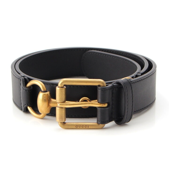 楽天市場】グッチ GUCCI レザー ホースビット ベルト 488939 ブラック 