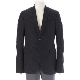 リックオウエンス Rick Owens 19SS ウール ナイロン シアサッカー ボーダー 1B テーラードジャケット ショルダーパッド アウター RU19S2724-WKR ブラック 50【中古】【正規品保証】