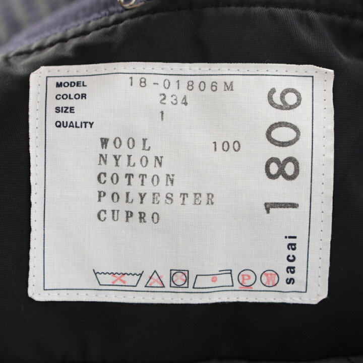 楽天市場】サカイ Sacai 18AW ウール ドッキング グレンチェック 