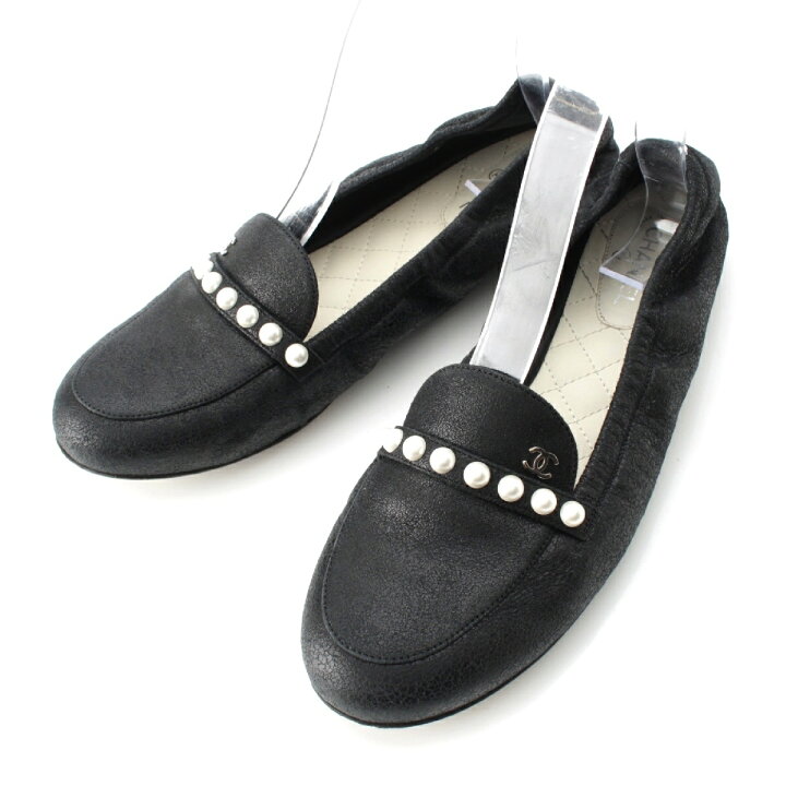 楽天市場】シャネル CHANEL レザー ココマーク Fパール フラット  