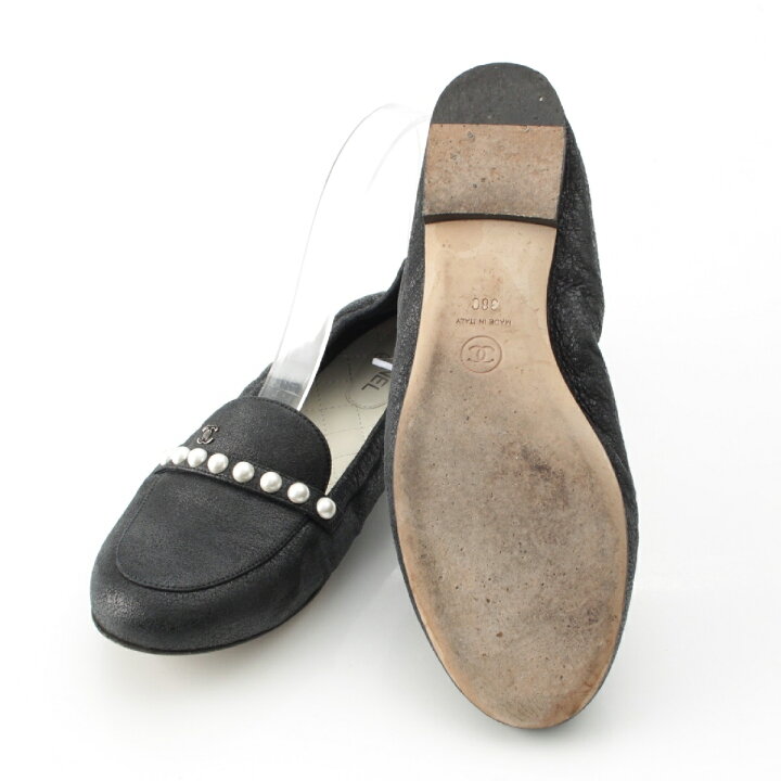 楽天市場】シャネル CHANEL レザー ココマーク Fパール フラット  