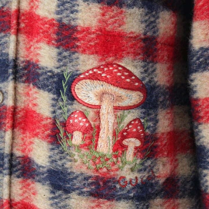 楽天市場】グッチ GUCCI ウール マッシュルーム キノコ 刺繍 チェック 