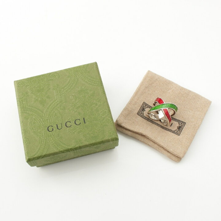 楽天市場】グッチ GUCCI ロゴ クロス リング 指輪 Ag925 グリーン