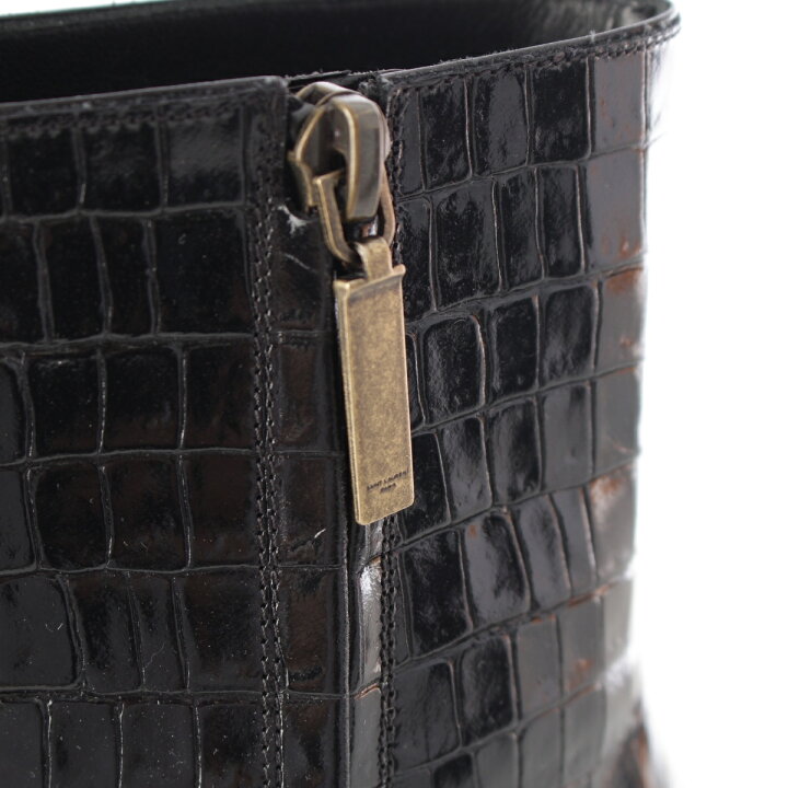 楽天市場】サンローラン SAINT LAURENT クロコ型押し サイドジップ 