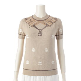 エルメス HERMES 24AW ウール 馬銜 半袖 ニット セーター トップス ベージュ 34【中古】【正規品保証】