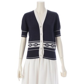 エルメス HERMES 25SS カシミヤ×シルク シェーヌダンクル 半袖 ニット カーディガン トップス 5E2749DF ネイビー 34【中古】【正規品保証】