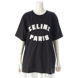セリーヌ CELINE 24年 PARISロゴ ルーズ コットン 半袖Tシャツ トップス 2X84N671Q ブラック L【中古】【正規品保証】