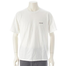 セリーヌ CELINE 24年 コットン ロゴ クールネック 半袖Tシャツ トップス 2X43C671 ホワイト M【中古】【正規品保証】