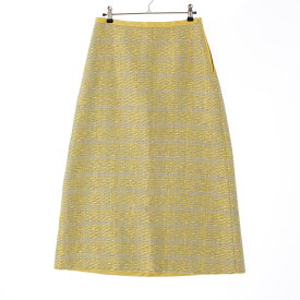 ドゥロワー Drawer 23SS ツイード ラメ ロング ファンシー スカート 6524-299-1710 イエロー 36【中古】【正規品保証】