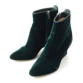 ジミーチュウ JIMMY CHOO ベロア アンクルブーツ ブーツ グリーン 37【中古】【正規品保証】