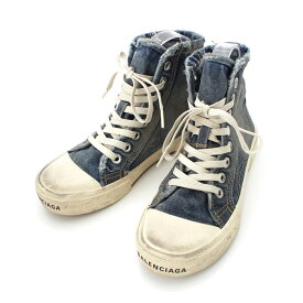 バレンシアガ BALENCIAGA ダメージ加工 ハイカット デニム スニーカー シューズ 688756 インディゴ ホワイト 23cm【中古】【正規品保証】
