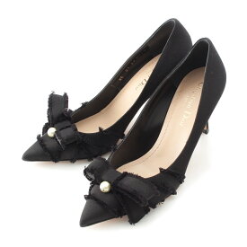 ディオール Dior 24SS ADIORABLE フリンジ グログラン ロゴパール リボン ヒール パンプス シューズ ブラック 36【中古】【正規品保証】