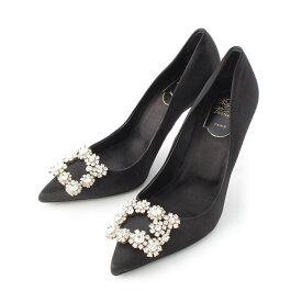 ロジェヴィヴィエ Roger Vivier サテン エフロレッセンス ヒール パンプス シューズ RV41917620 ブラック 36【中古】【正規品保証】