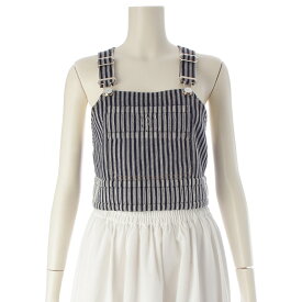 シャネル CHANEL 2025 ココマーク ストライプ ビスチェ トップス P79255 ネイビー×ホワイト 34【中古】【正規品保証】
