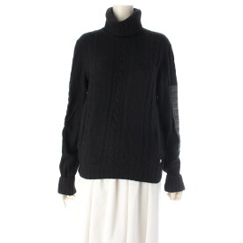 シャネル CHANEL 01A チョコバー カシミヤ ハイネック ニット エルボーパッチ セーター トップス P18092 ブラック 42【中古】【正規品保証】