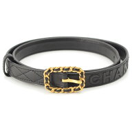 シャネル CHANEL 96P レザー マトラッセ ヴィンテージ ベルト ブラック 70/28【中古】【正規品保証】