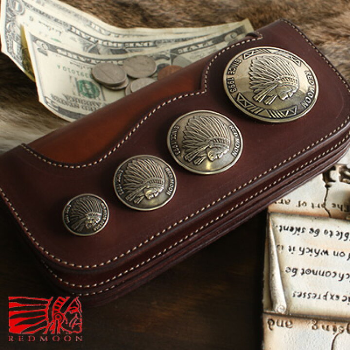 楽天市場】REDMOON レッドムーン 長財布 革 レザー コンチョマスター  