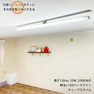 ���|�V�[�����O�p LED�x�[�X���C�g ����120cm 25W 3200lm �����F Ra82 �`���[�u�X�^�C�� �������� (����E����������)