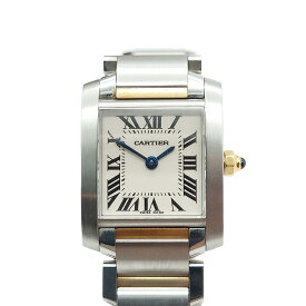カルティエ Cartier タンクフランセーズSM 時計 クオーツ 四角 スクエア 白文字盤 アナログ シンプル シック 華やか エレガント 高級感 きれいめ 気品 女性的 上品 上質 シルバー ゴールド ホワイト文字盤 750 金 18Kを含む W51007Q4 レディース 【中古 AB品】送料無料