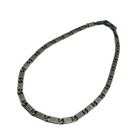 【在庫処分セール＋クーポン】 ルイヴィトン Louis Vuitton LV タイドアップ ネックレス アクセサリー モノグラム チェーン ロゴ ペンダント シンプル おしゃれ ダークシルバー ステンレススティール M01782 メンズ レディース 【中古 AB品】送料無料