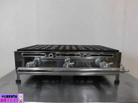 【中古】厨房 業務用 3連 たこ焼き器 タコ焼 都市ガス 28穴 84個 鉄板厚み30mm 直径35mm バーナー6本 W605×D490×H200mm