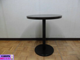 【中古】厨房 丸型 小 カフェ テーブル 机 木目調 ブラウン 1人・2人用 W600×D600×H710mm 店舗 飲食店 喫茶店 カラオケ カフェ ダイニング