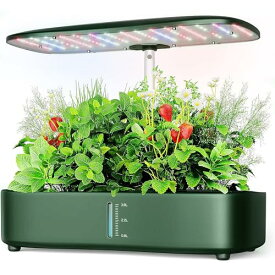 水耕栽培キット、LED 植物成長ライト付き屋内水耕栽培キット、3 つの栽培モードを備えた植物成長苗床キットは、12 種類の植物を同時に栽培でき、高さ調整ランプシェードもあり、自動水循環システムとタイミング機能も装備 (濃い緑色)