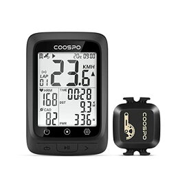 COOSPO BC107 サイクルコンピュータ GPS サイコン ワイヤレス 自転車スピードメーター Bluetooth5.0&ANT+対応 スピード/ケイデンスセンサー付き 自転車/ロードバイク用