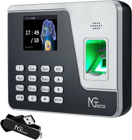 NGTeco タイムレコーダー 勤怠管理 指紋認証 コスト削減 タイムカードーレコーダー 高機能自動集計 USBメモリが付き, カードラック、適格請求書発行可、タイムカードは不要 不正打刻防止 タイムレコーダー AS10