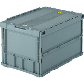 TRUSCO(トラスコ) 薄型折りたたみコンテナ 50Lロックフタ付 グレー TR-C50B-GY × 10個 収納ケース 収納ボックス