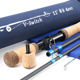 M MAXIMUMCATCH Maxcatch V-Switch 両手スイッチロッド フライロッド カーボン4ピースロッド (フライロッド（4ピース）, 11ft 6/9 wt)