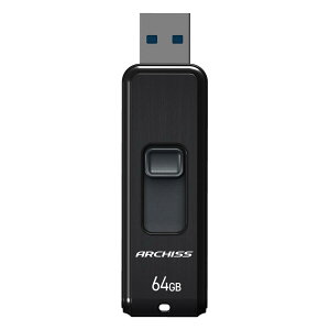 �A�[�L�X(Archiss) USB������ 64GB USB3.2(Gen1) / USB3.1(Gen.1) / USB3.0 / USB2.0 �Ή� �X���C�h�� �X�g���b�v�z�[���t�� �L���b�v���X�f�U�C�� AS-064GU3-PSB