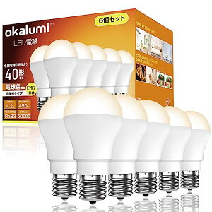 okalumi LED�d�� E17���� 40W�` �~�j�N���v�g���` �d���F 2700k 450lm ���邢 �~�j�����v�`�d�� �f�M�ގ{�H���Ή� �����s�� ���^�d���^�C�v �����s�� 6�Z�b�g �yOST-M4-27 L�z