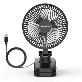 Keynice 卓上扇風機 小型 クリップ 静音 usb給電 節電 dcモーター ミニファン 壁掛け 3段階風量 360度角度調節 KN-893 ブラック