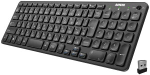 Arteck 2.4G���C�����X �L�[�{�[�h ���� �y�� �t���T�C�Y �e���L�[�t�� ���f�B�A�@�\ �z�b�g�L�[ �R���s���[�^�[�A�f�X�N�g�b�v�APC�A���b�v�g�b�v�ASurface�A�X�}�[�g�e���r�AWindows10/8/7�Ƃ̌�