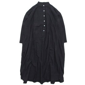 A HOPE HEMP アホープヘンプ｜レディース Canvas Roundhem Shirt OP (チャコールブラック)(生地を贅沢に使ったワンピース)