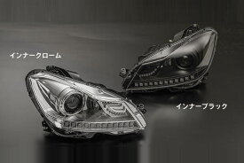 「EVOLUTION Fシリーズ」「全2色」メルセデスベンツ W204 Cクラス 3Dエンジェルアイ ヘッドライト //mercedes/benz/Class/Sedan/C-Class/WAGON/セダン/ワゴン/ランプ/クローム/メッキ/ブラック/プロジェクター/